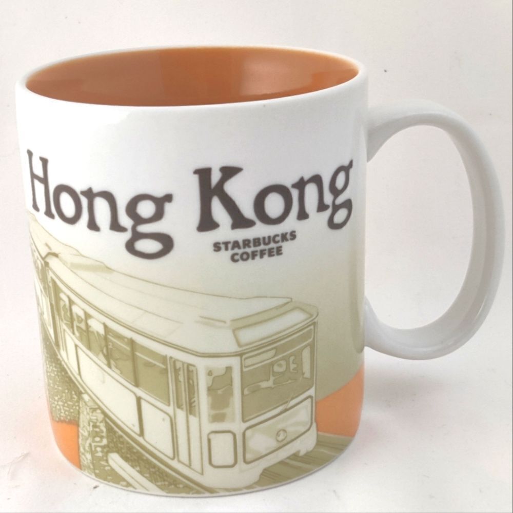 Starbucks Mug Hong Kong Vintage 2010 16 oz Orange Collector Series